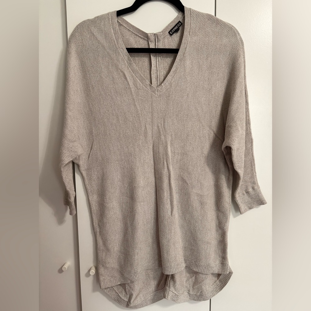 Beige V-Neck Sweater